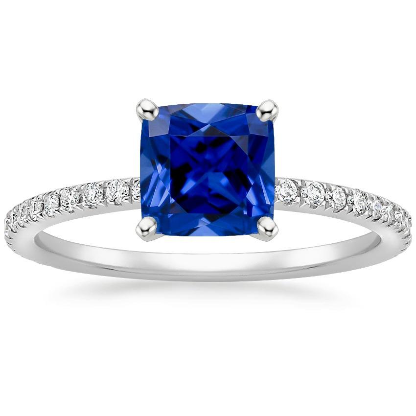 Anello di diamanti con zaffiro blu cuscino con pavé di accenti 2.75 carati - harrychadent.it