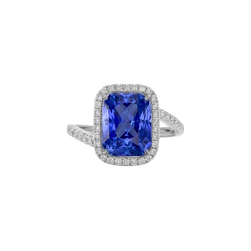 3 carati Halo Blue Sapphire Anello di fidanzamento in stile tensione Pave Diamond - harrychadent.it