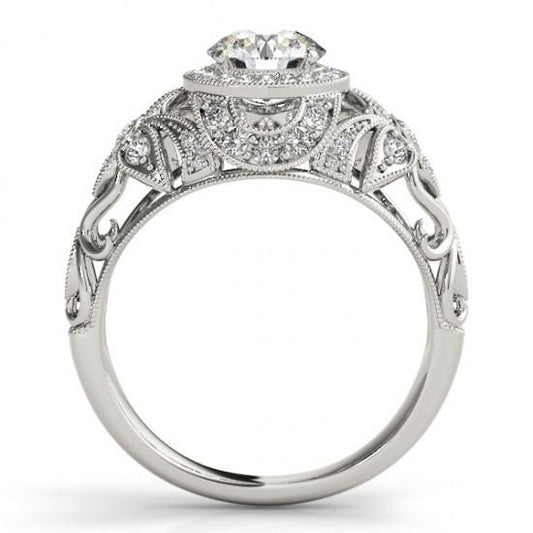 Anello di fidanzamento anniversario di fidanzamento con diamante rotondo stile vintage 2.0 ct. WG 14K - harrychadent.it