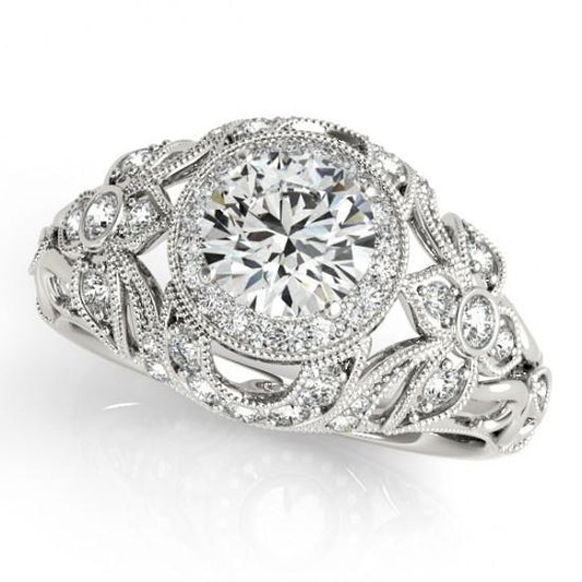 Anello di fidanzamento anniversario di fidanzamento con diamante rotondo stile vintage 2.0 ct. WG 14K - harrychadent.it