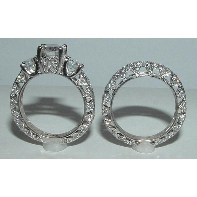 Anello di fidanzamento con 3 pietre in stile antico in filigrana da 2.51 carati - harrychadent.it
