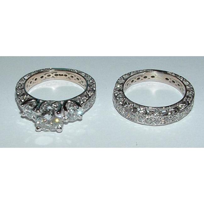 Anello di fidanzamento con 3 pietre in stile antico in filigrana da 2.51 carati - harrychadent.it