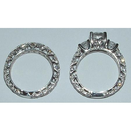 Anello di fidanzamento con 3 pietre in stile antico in filigrana da 2.51 carati - harrychadent.it