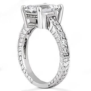 Anello di fidanzamento con diamante 1.50 ct. Stile vintage oro bianco 14K - harrychadent.it