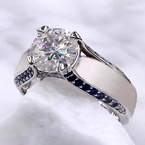 Anello di fidanzamento con diamante 3.50 carati gioielli con accenti di zaffiro blu - harrychadent.it