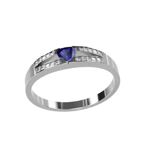 Anello di fidanzamento con diamante Trilioni di zaffiri Gioielli con gambo diviso 1 carato - harrychadent.it