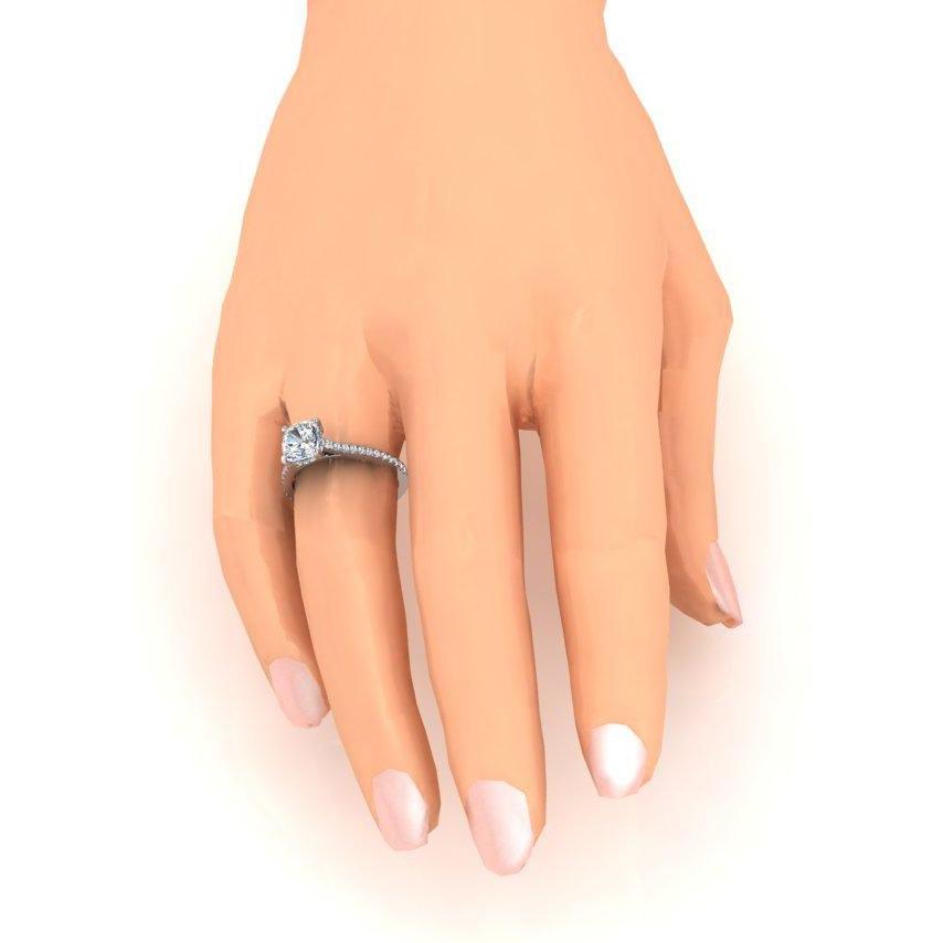 Anello di fidanzamento con diamante cuscino in oro bianco con impostazione cattedrale 2 carati - harrychadent.it