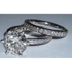 Anello di fidanzamento con diamante da 5 carati e fascia in oro bianco 14K