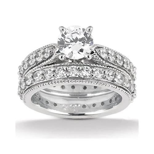 Anello di fidanzamento con diamante in stile vintage con fascia avvolgente 2.45 carati WG - harrychadent.it