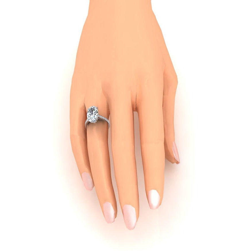 Anello di fidanzamento con diamante ovale Halo nascosto con accenti 5.50 carati - harrychadent.it