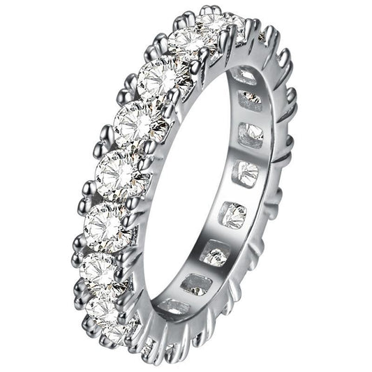Anello di fidanzamento con diamante rotondo Eternity Gruppo musicale 3 carati WG 14K - harrychadent.it