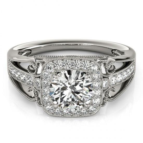 Anello di fidanzamento con diamante rotondo Halo 2.25 carati in oro bianco 14K - harrychadent.it