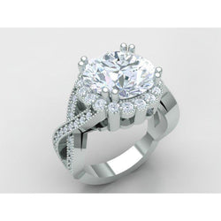 Anello di fidanzamento con diamante rotondo in stile antico da 3 carati. gioielleria raffinata
