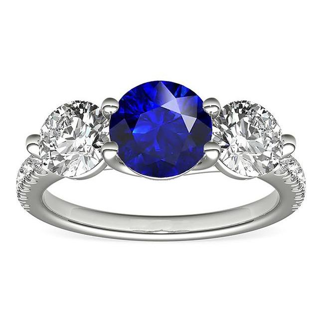 Anello di fidanzamento con diamante rotondo zaffiro di Ceylon 3 carati gioielli - harrychadent.it