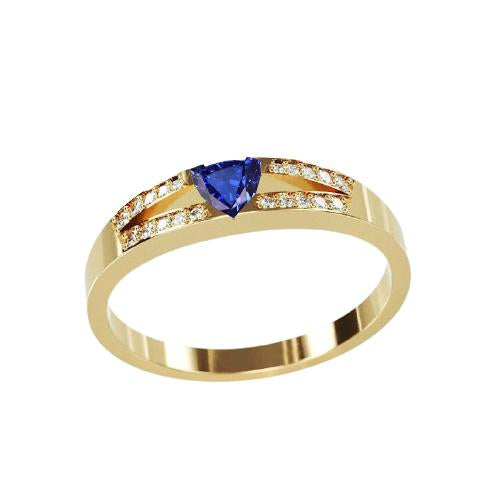 Anello di fidanzamento con diamante scintillante. gambo diviso. zaffiro di Ceylon. 1 carato - harrychadent.it