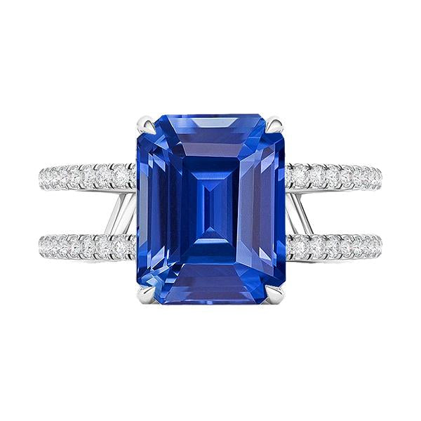 Anello di fidanzamento con diamante smeraldo blu zaffiro doppio gambo 4.50 carati - harrychadent.it