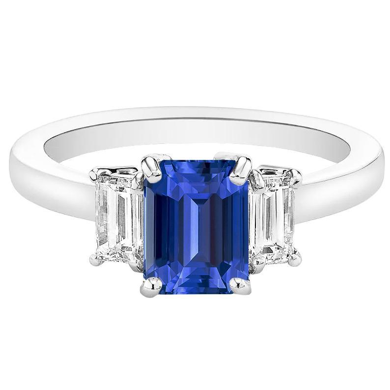 Anello di fidanzamento con diamante smeraldo. ceylon. zaffiro. cesto. 4 carati - harrychadent.it