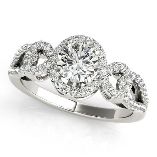 Anello di fidanzamento con diamante tondo anniversario stile antico 2 ct. WG 14K - harrychadent.it