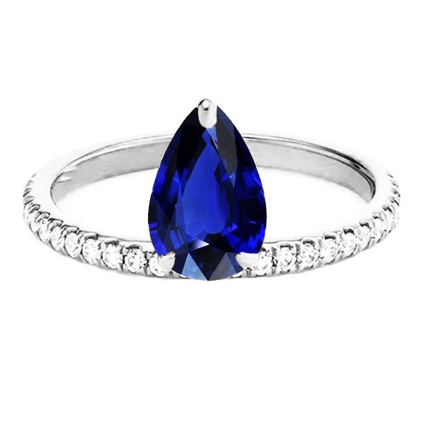 Anello di fidanzamento con diamante zaffiro taglio a pera Sri Lanka 3.50 carati oro - harrychadent.it