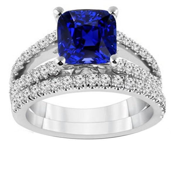 Anello di fidanzamento con diamante. cuscino. zaffiro dello Sri Lanka. 3.50 carati - harrychadent.it