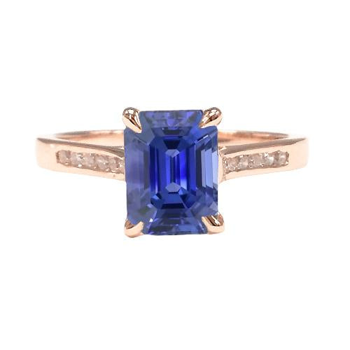 Anello di fidanzamento con diamante. smeraldo. zaffiro di Ceylon. 2.75 carati. oro rosa - harrychadent.it