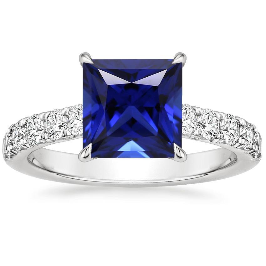 Anello di fidanzamento con diamanti in oro da donna. centro zaffiro di Ceylon 5.50 carati - harrychadent.it