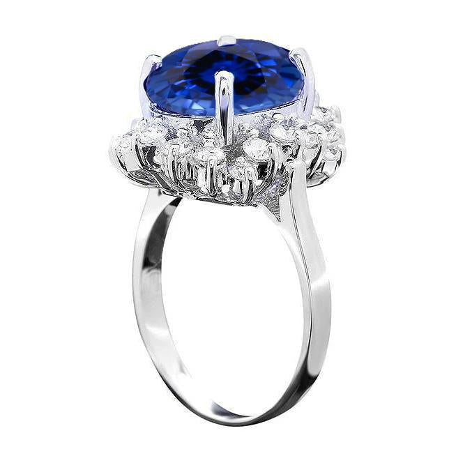 Anello di fidanzamento con diamanti rotondi con zaffiro dello Sri Lanka da 4 carati in oro 14K - harrychadent.it