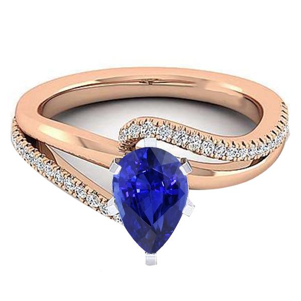 Anello di fidanzamento con gioielli in pietra preziosa blu zaffiro bicolore 4.50 carati - harrychadent.it