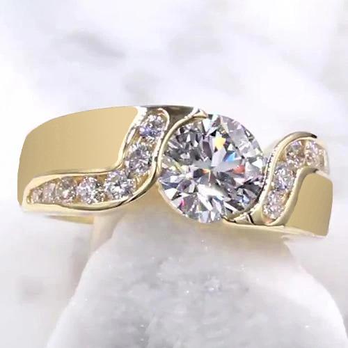 Anello di fidanzamento con impostazione di stile di tensione di 2 carati di gioielli con diamanti. oro - harrychadent.it