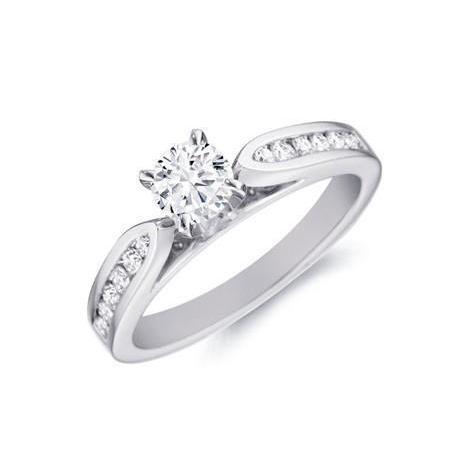 Anello di fidanzamento con montatura a cattedrale di diamanti taglio brillante 2.10 carati WG 14K