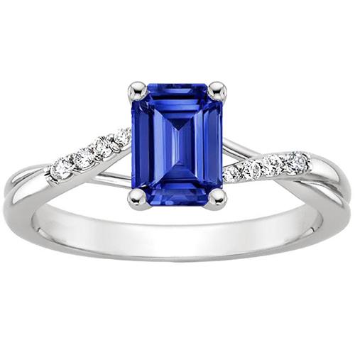 Anello di fidanzamento con pietre laterali zaffiro blu e diamante 3.25 carati - harrychadent.it