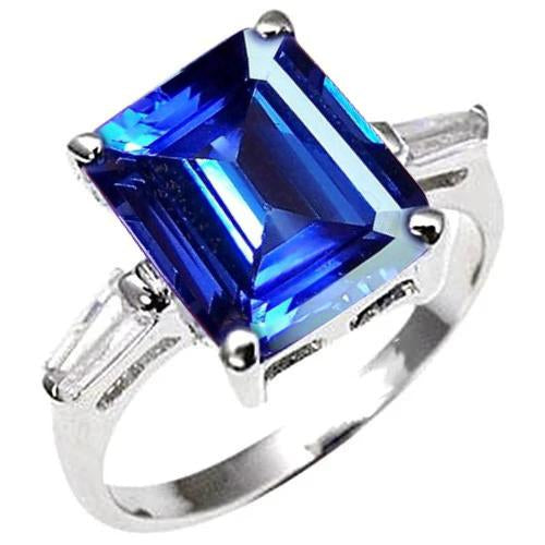 Anello di fidanzamento con tanzanite e baguette a taglio smeraldo da 8,30 carati - harrychadent.it