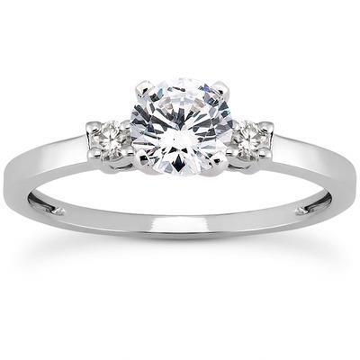 Anello di fidanzamento con tre pietre in oro bianco 14 carati con diamante taglio rotondo da 2,50 ct - harrychadent.it