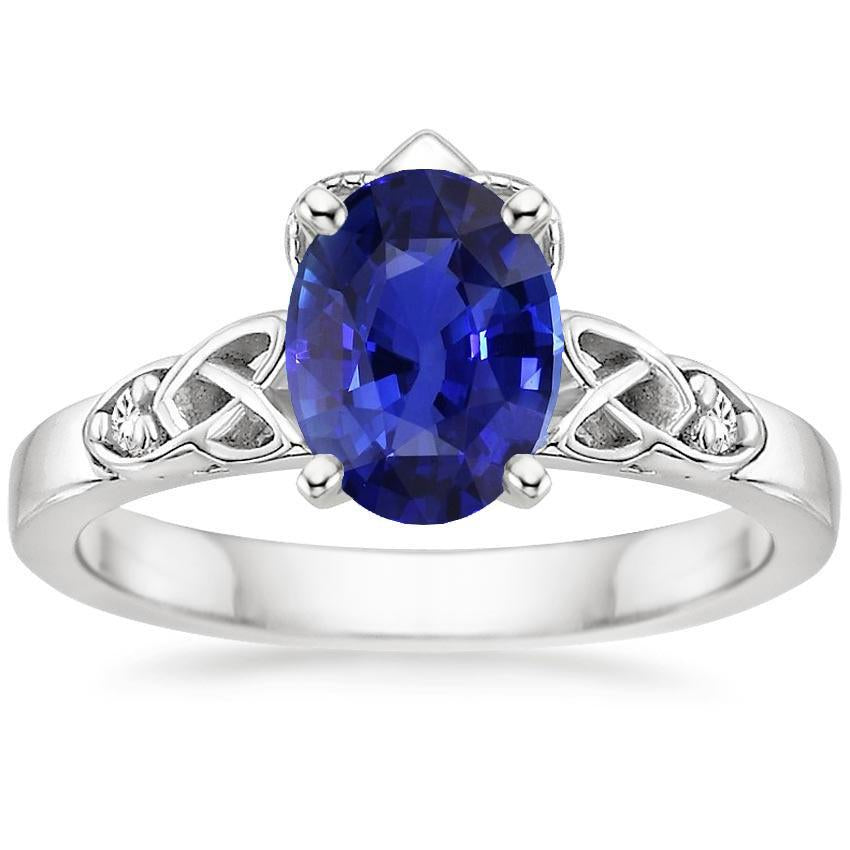 Anello di fidanzamento con tre pietre in stile vintage con zaffiro di Ceylon 3.25 carati - harrychadent.it