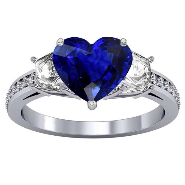 Anello di fidanzamento con zaffiro a cuore con gioielli in diamanti rotondi 4.50 carati - harrychadent.it