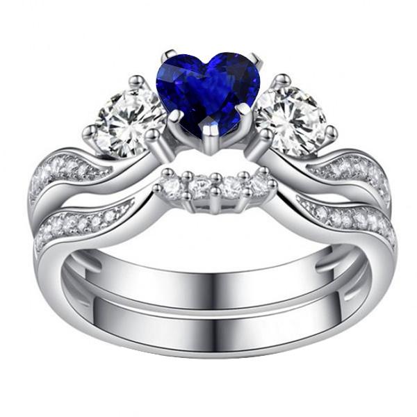 Anello di fidanzamento con zaffiro blu con fascia in oro e diamanti 3 carati 14K - harrychadent.it
