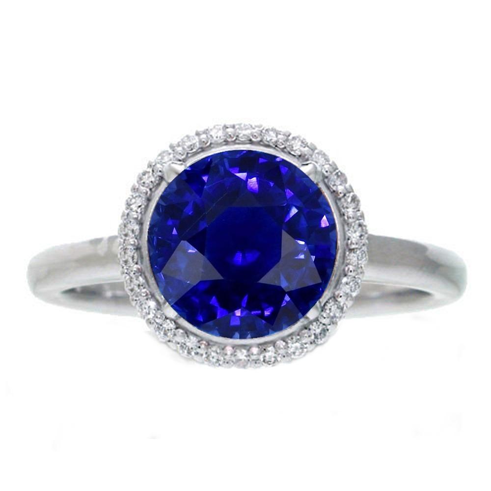 Anello di fidanzamento con zaffiro classico Halo Gioielli con pietre preziose 4.50 carati - harrychadent.it