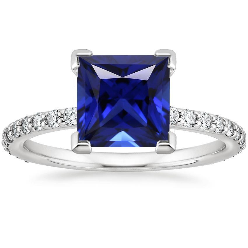 Anello di fidanzamento con zaffiro di Ceylon con accenti di diamanti a pavé 5.50 carati - harrychadent.it