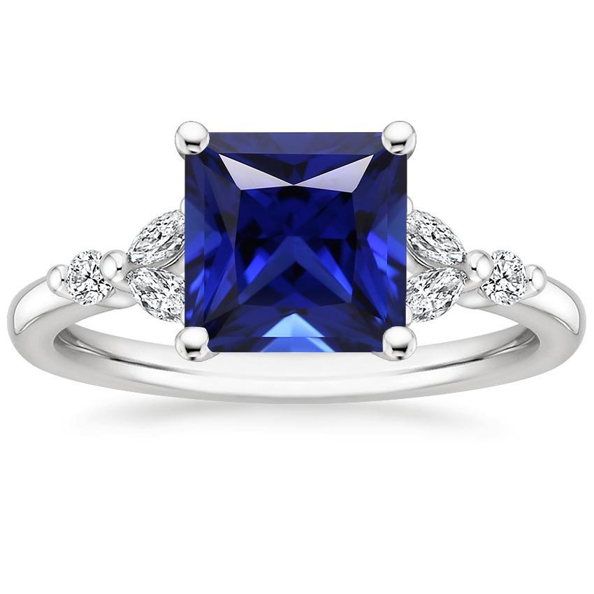 Anello di fidanzamento con zaffiro di Ceylon taglio principessa e diamante 5.5 carati - harrychadent.it