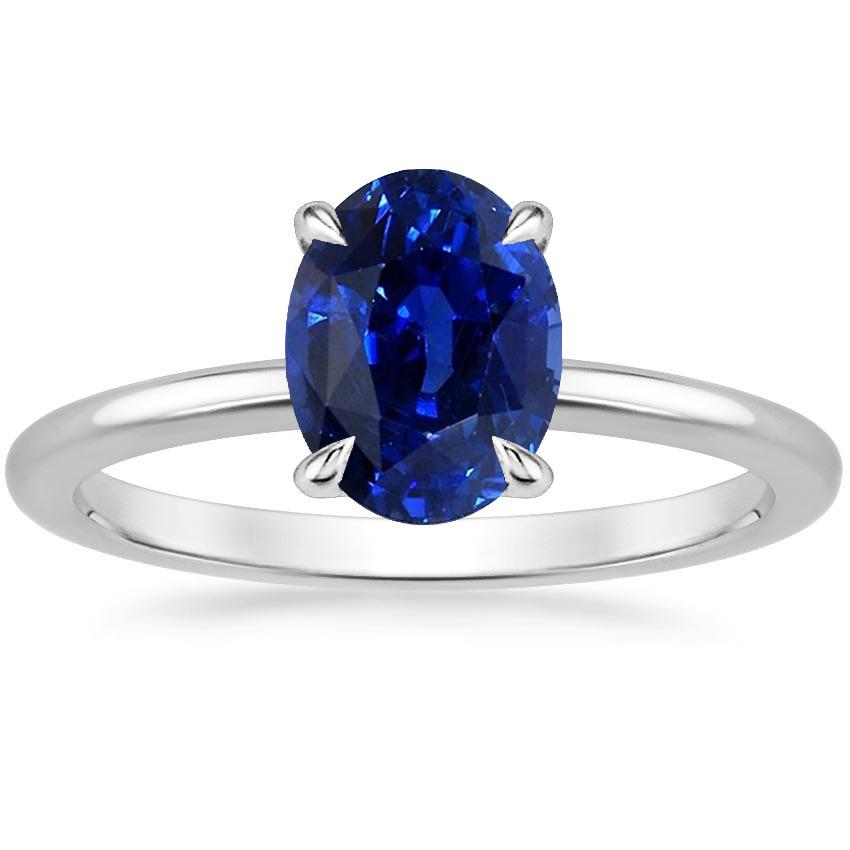 Anello di fidanzamento con zaffiro di Ceylon. taglio ovale. 2 carati. set di griffe - harrychadent.it