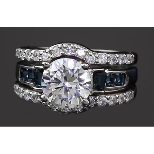 Anello di fidanzamento da 4.50 carati con diamanti rotondi e zaffiro verde blu - harrychadent.it