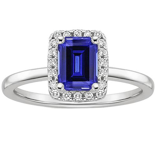 Anello di fidanzamento da donna con smeraldo. zaffiro dello Sri Lanka e diamante 4 carati - harrychadent.it