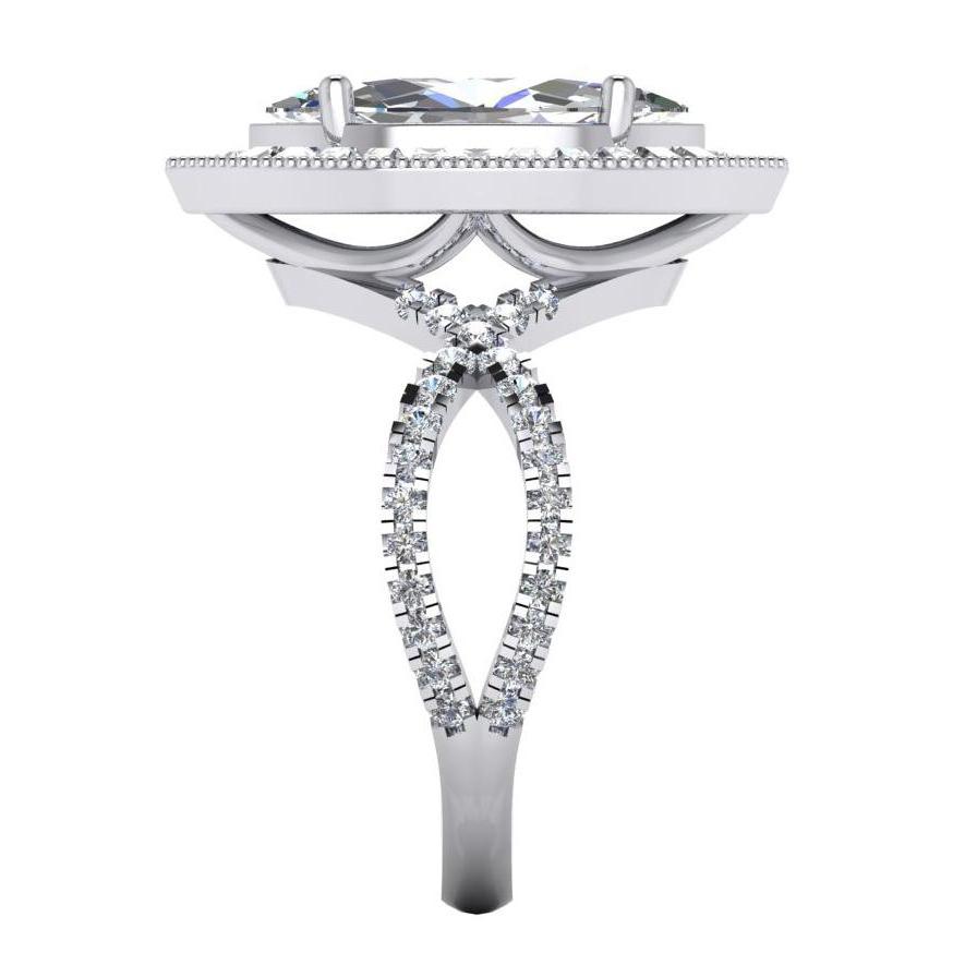 Anello di fidanzamento in oro bianco con diamante marquise Halo 4.50 carati Nuovo - harrychadent.it