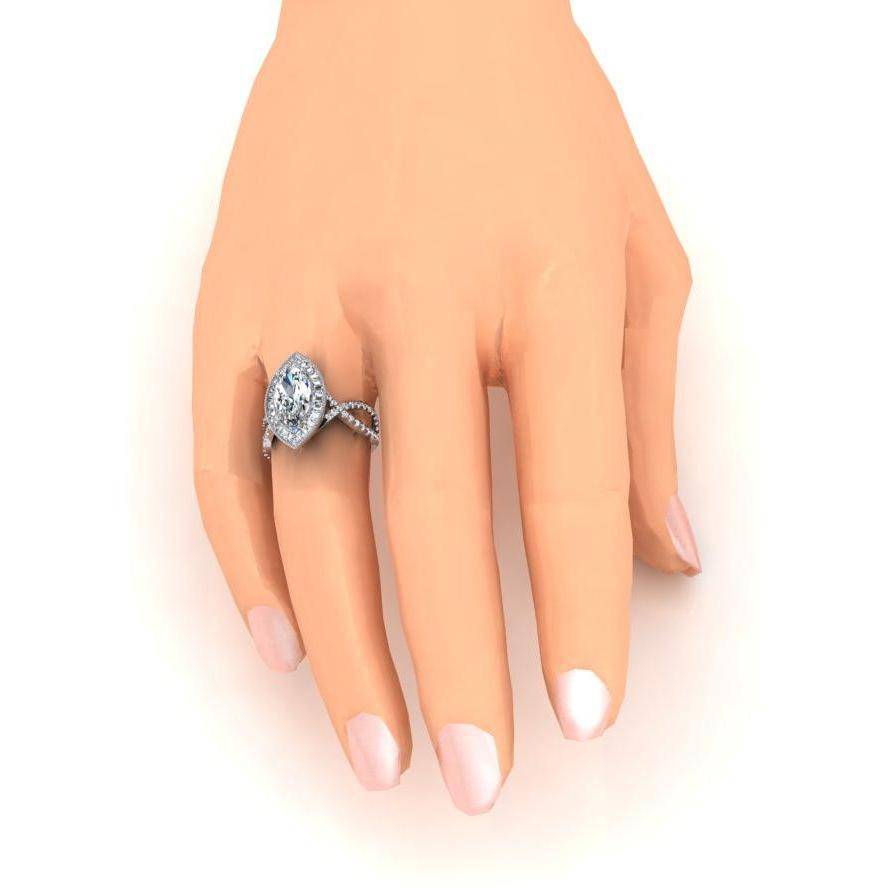 Anello di fidanzamento in oro bianco con diamante marquise Halo 4.50 carati Nuovo - harrychadent.it