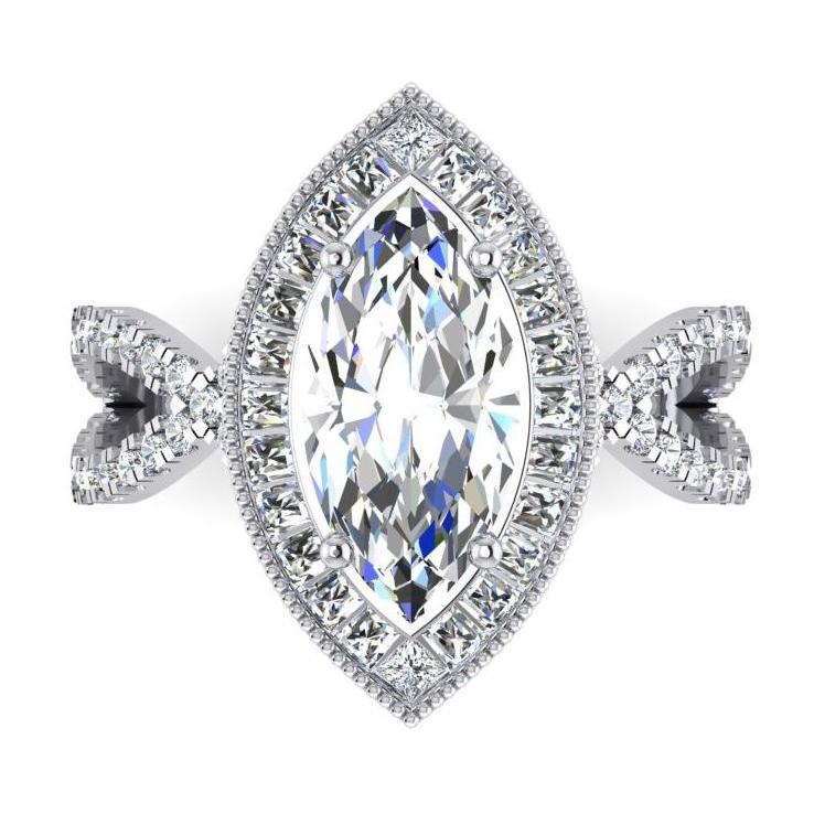 Anello di fidanzamento in oro bianco con diamante marquise Halo 4.50 carati Nuovo - harrychadent.it