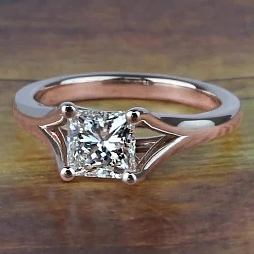Anello di fidanzamento in oro rosa 14 carati con diamante taglio principessa da 1 carato con gambo diviso - harrychadent.it