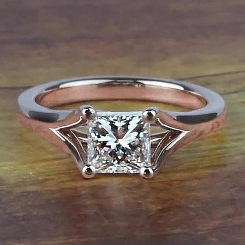 Anello di fidanzamento in oro rosa 14 carati con diamante taglio principessa da 1 carato con gambo diviso - harrychadent.it