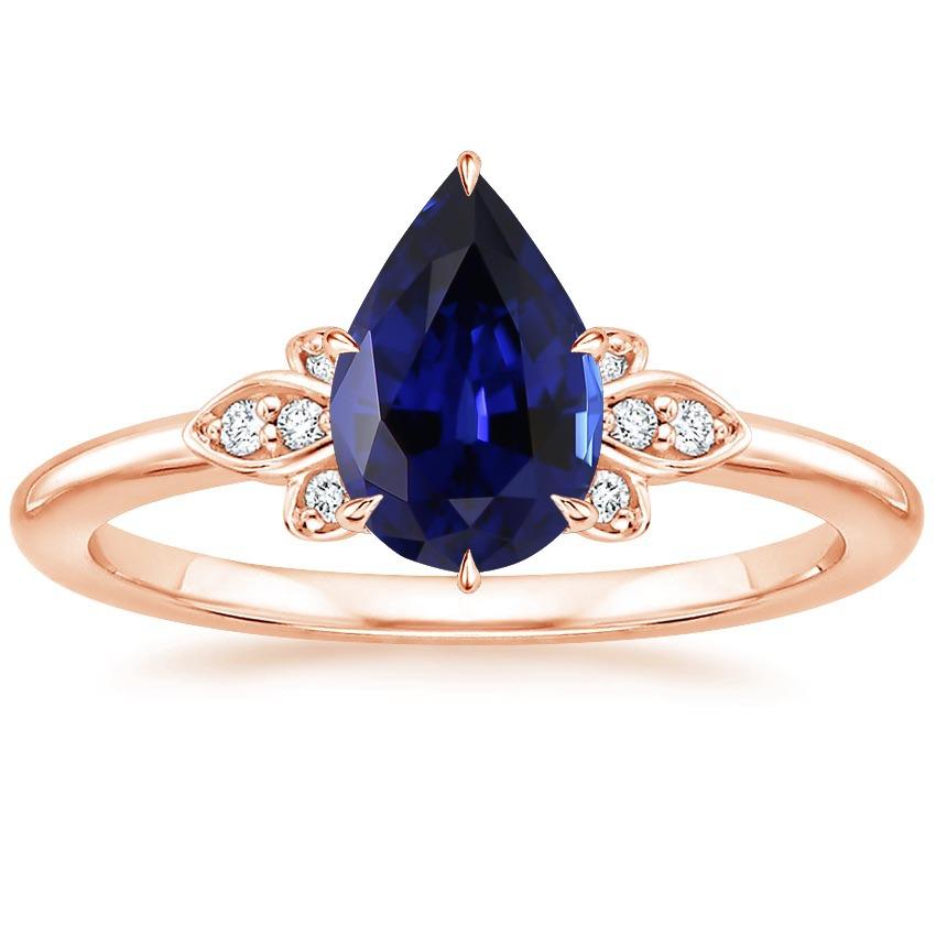 Anello di fidanzamento in oro rosa con diamante zaffiro di Ceylon taglio a pera 7.25 carati - harrychadent.it