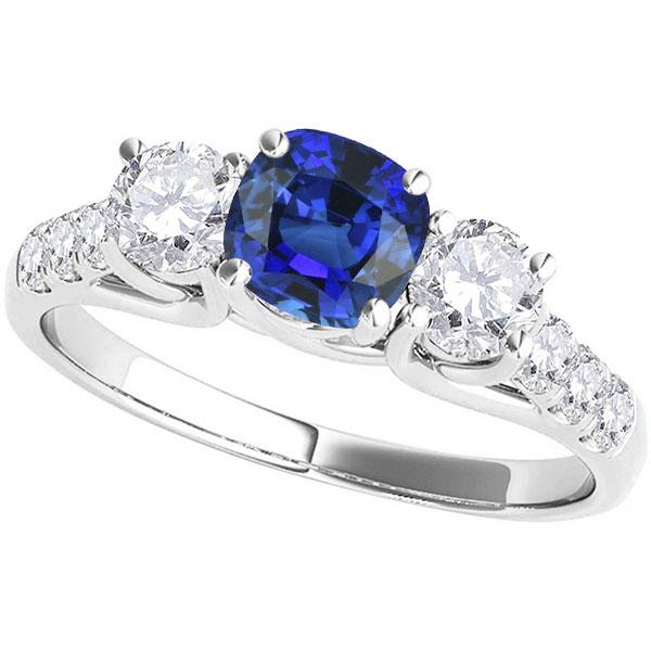 Anello di pietre preziose Cuscino Zaffiro Traliccio incastonato Diamanti 3.50 carati - harrychadent.it