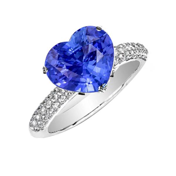 Anello di pietre preziose con zaffiro di Ceylon a forma di cuore di anniversario di diamante 4.50 carati - harrychadent.it